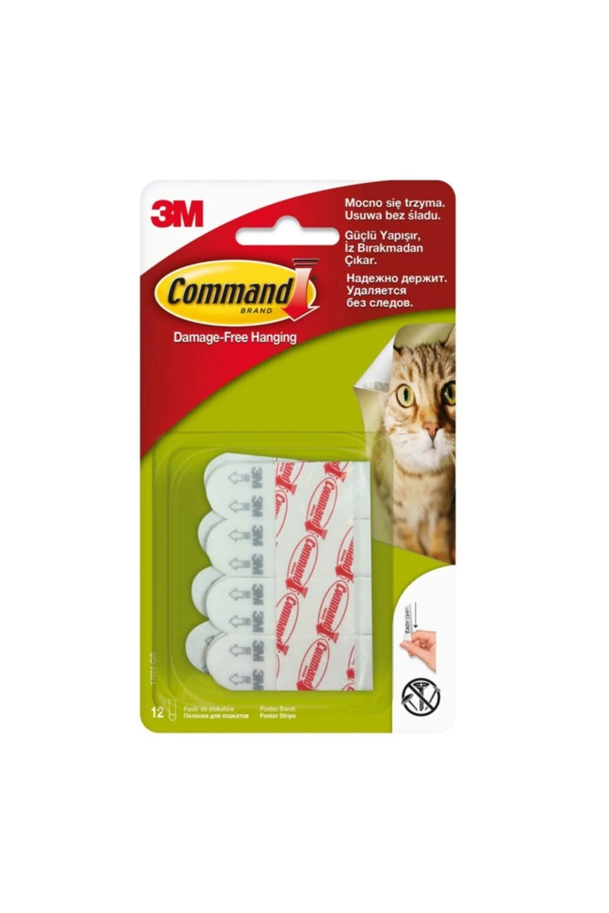 Adhesive-free poster hanging strips for damage-free wall mounting