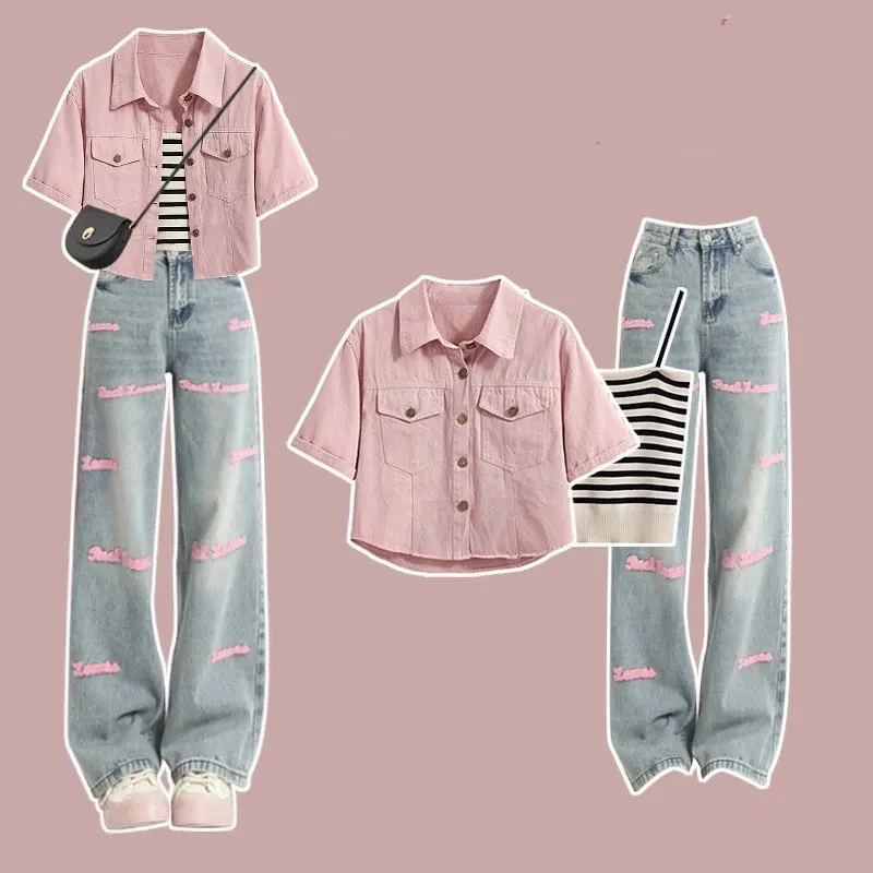 Complete Denim Set with Inner Suspender