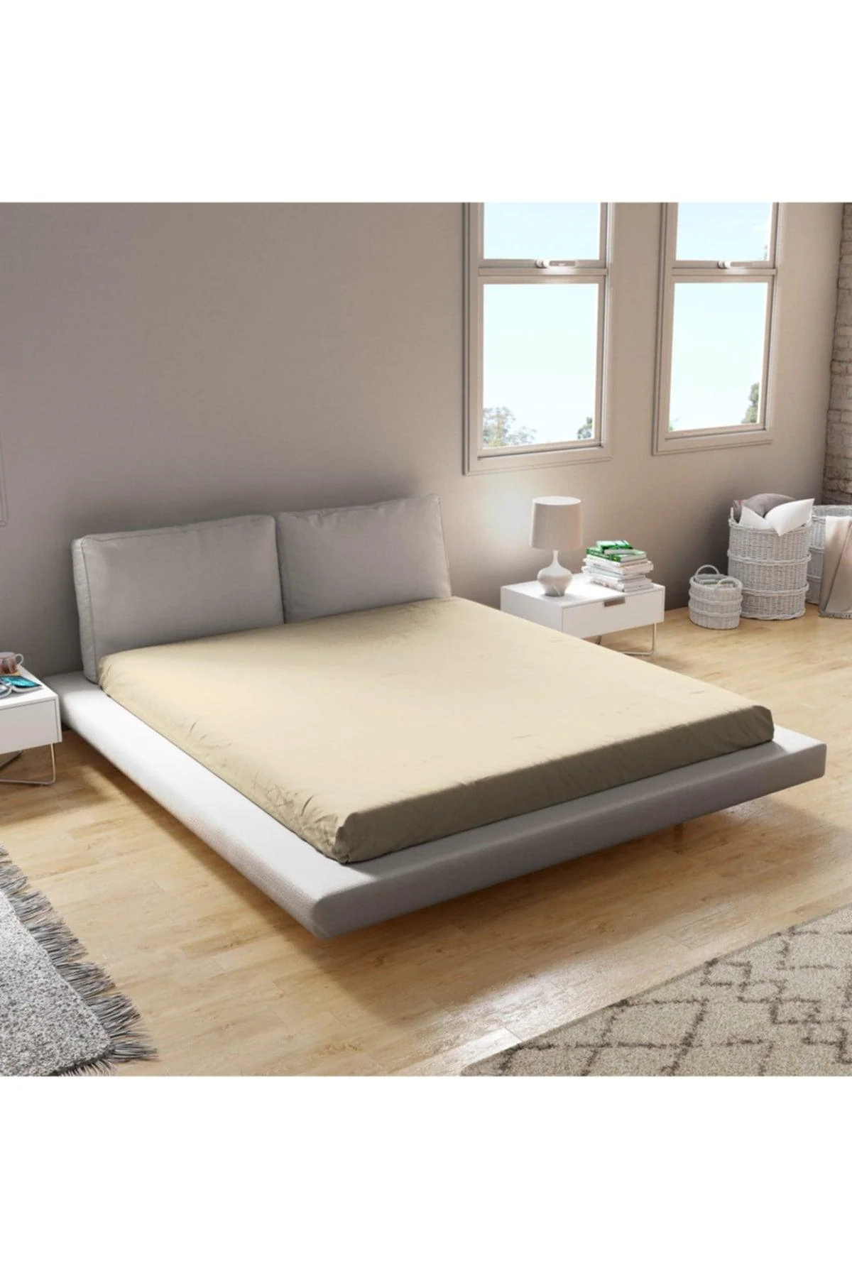 100% Cotton Elastic Bed Sheet - Single Double Oversized
