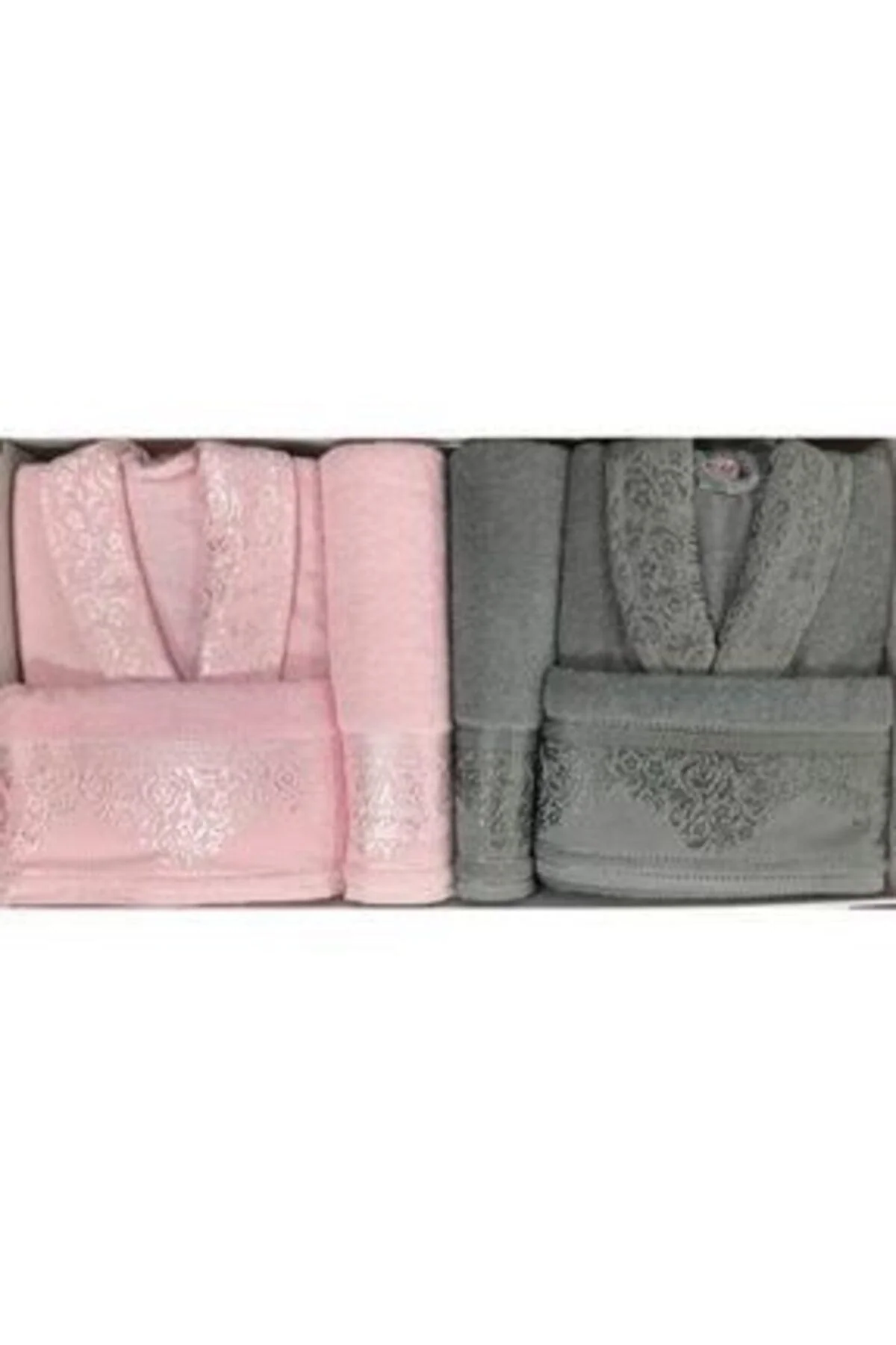 6-piece cotton jacquard bathrobe and towel set