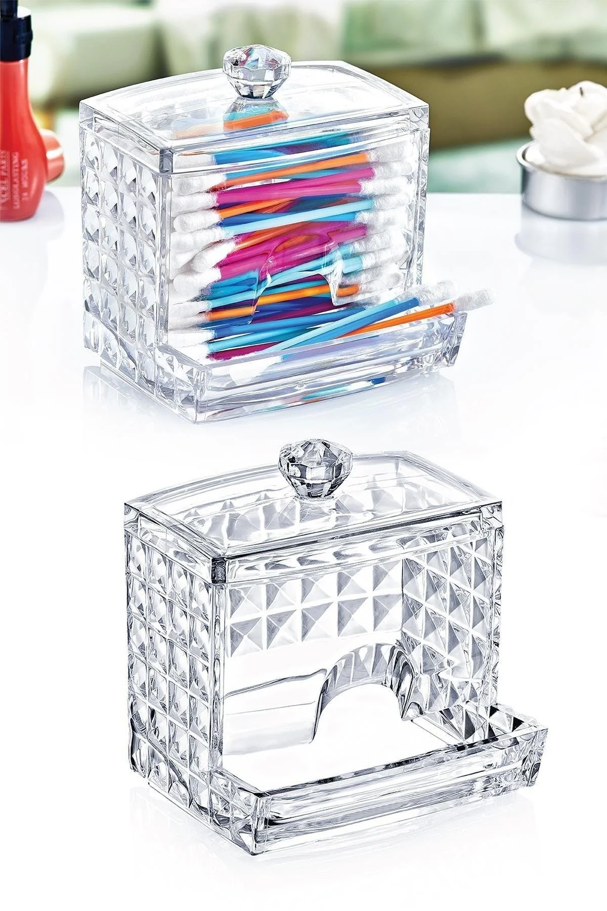 Compact Cotton Swab Organizer Box with Easy Access Lid for Bathroom Storage