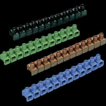 12-pole terminal block with brass contacts and polyamide housing for secure electrical connections