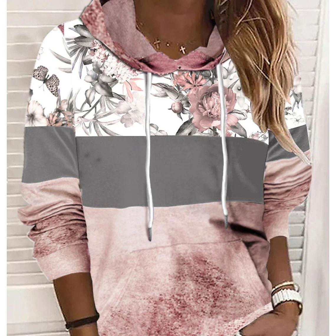 Cozy Drawstring Loose Long-Sleeve Pullover Sweatshirt