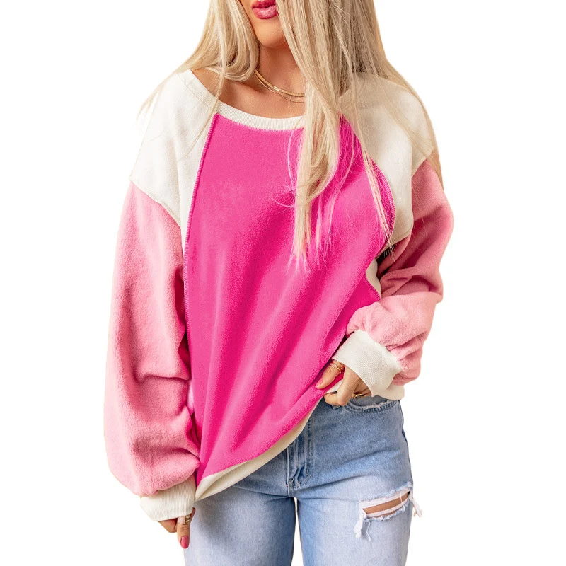 Cozy Geometric Gradient Loose Round Neck Sweater