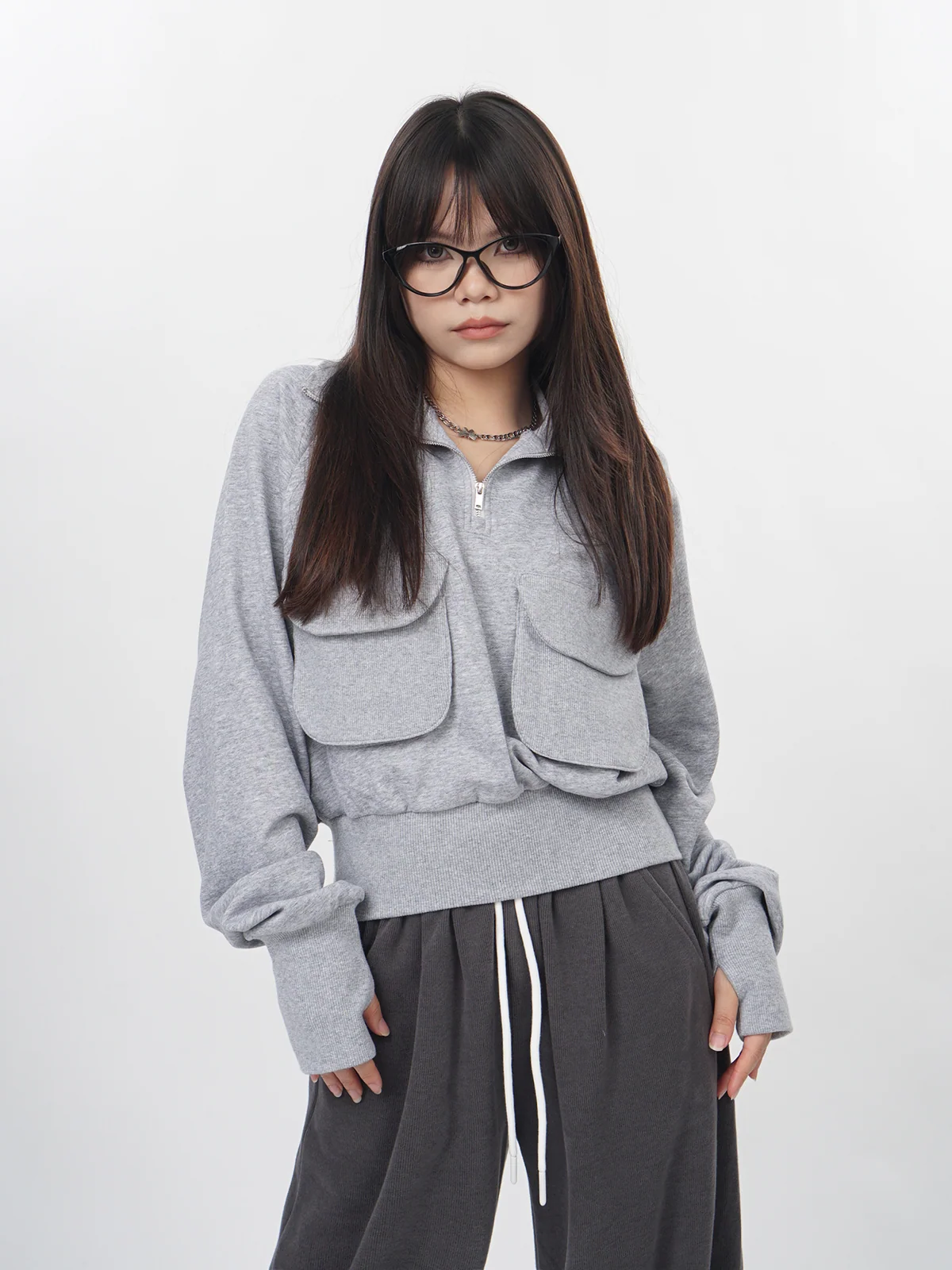 Cozy Gray Half-Zip Pullover Sweater