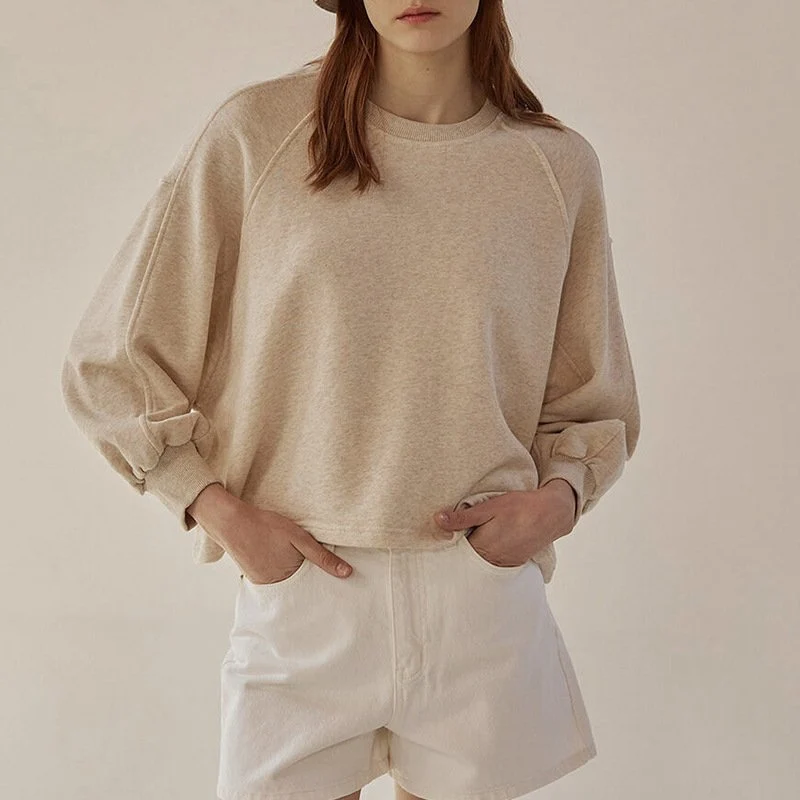 Cozy Lantern Sleeve Pullover Sweater for Women