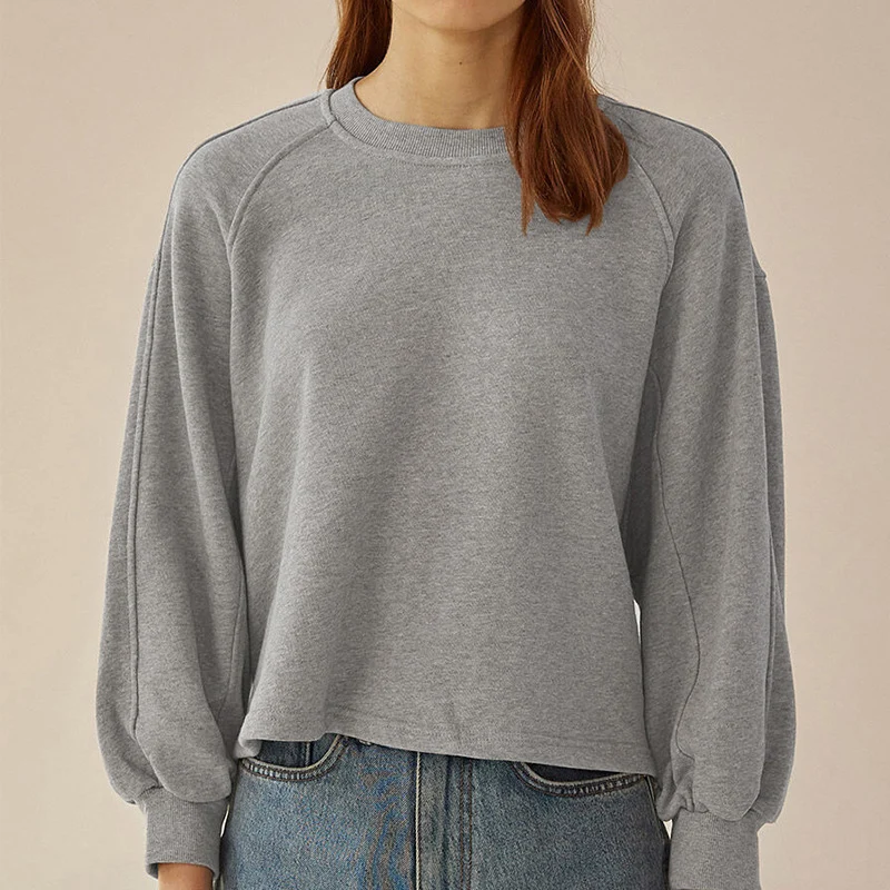 Cozy Lantern Sleeve Pullover Sweater for Women