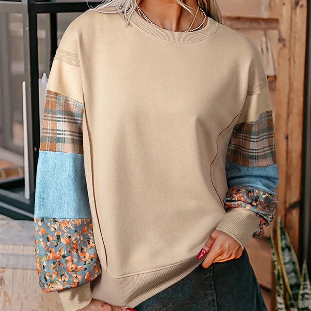 Cozy Patchwork Pullover Sweater for Women