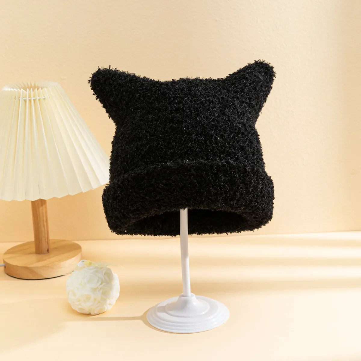 Cozy Plush Cat Ears Knit Hat