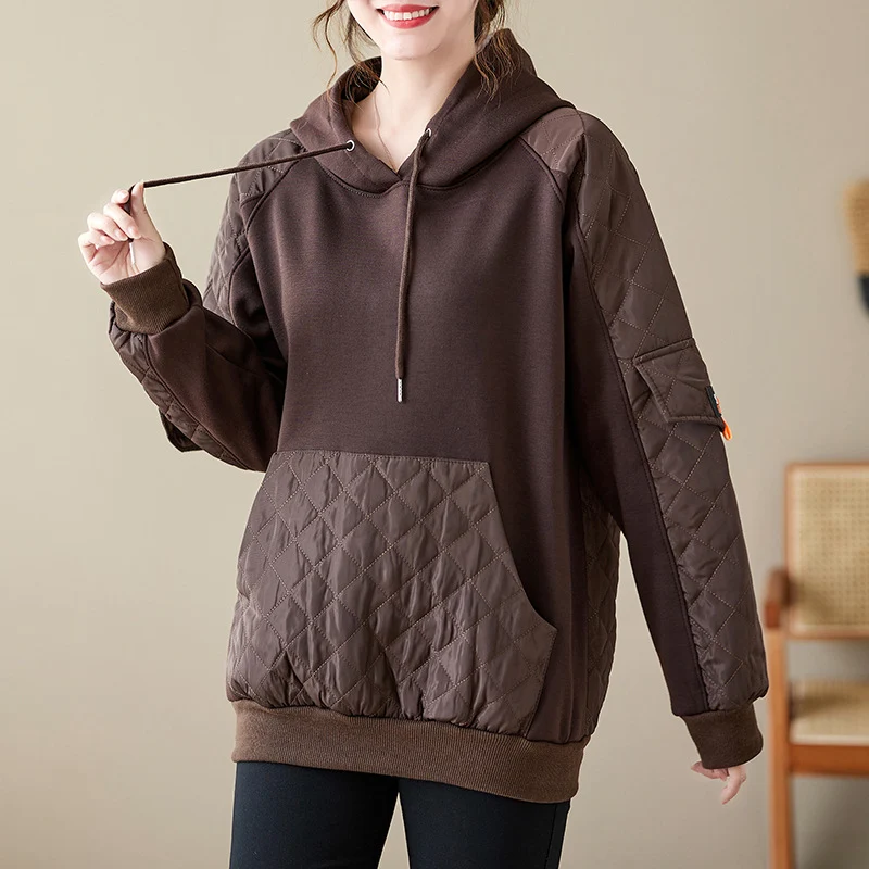 Cozy Quilted Hooded Pullover Winter Sweater