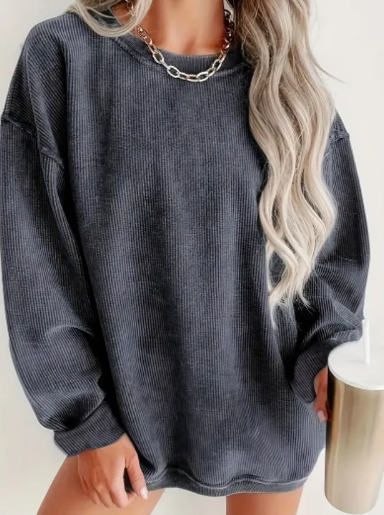 Cozy Ribbed Pullover Sweatshirt