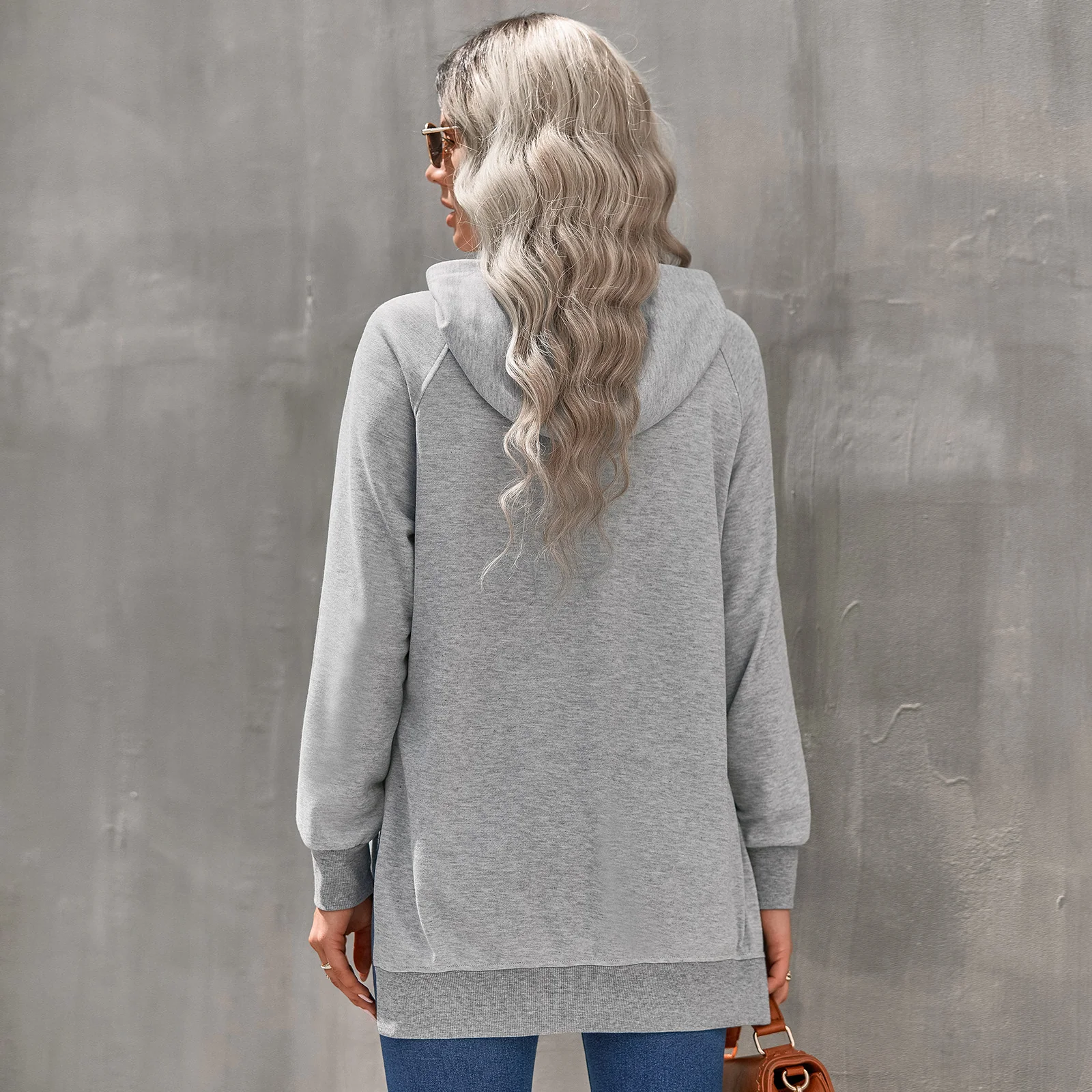 Cozy Solid Color Women's Hooded Pullover Sweatshirt