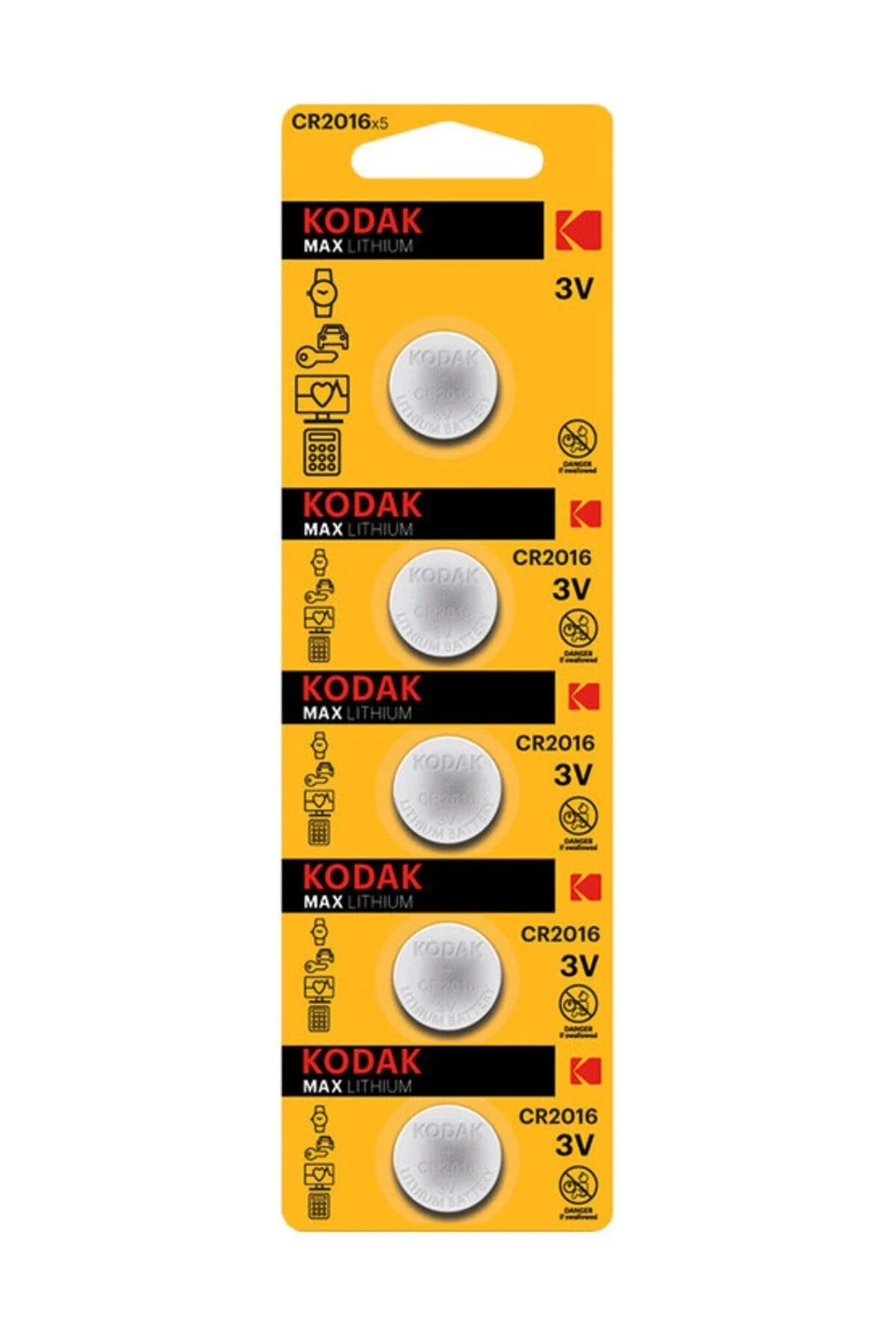 CR2016 Lithium Button Batteries - 5-Piece Pack