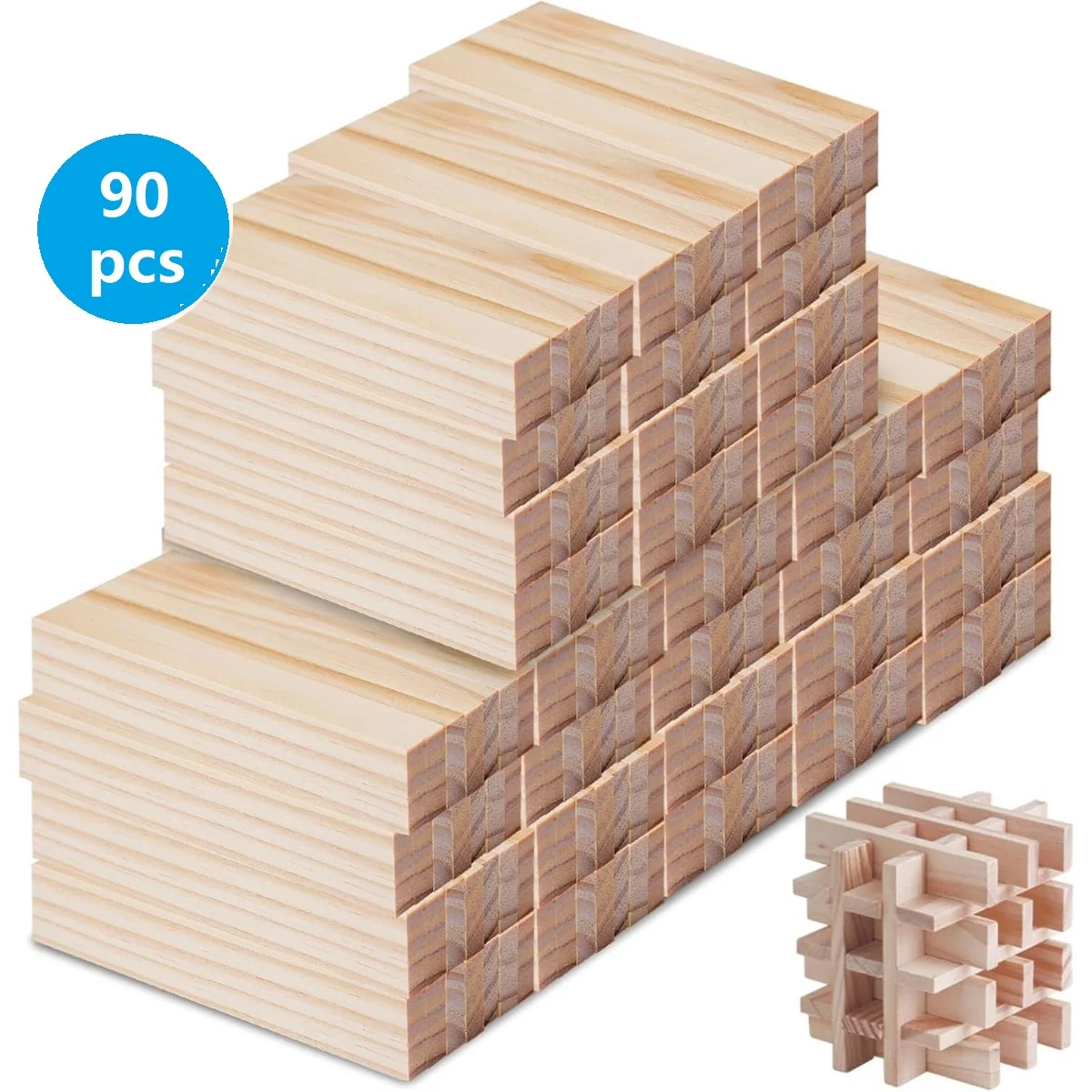 Craft Wood Block Set - 90 Pieces