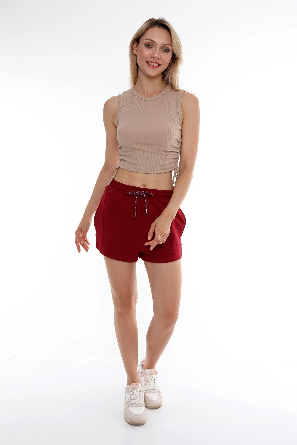 Cream Side-Tied Cropped Top