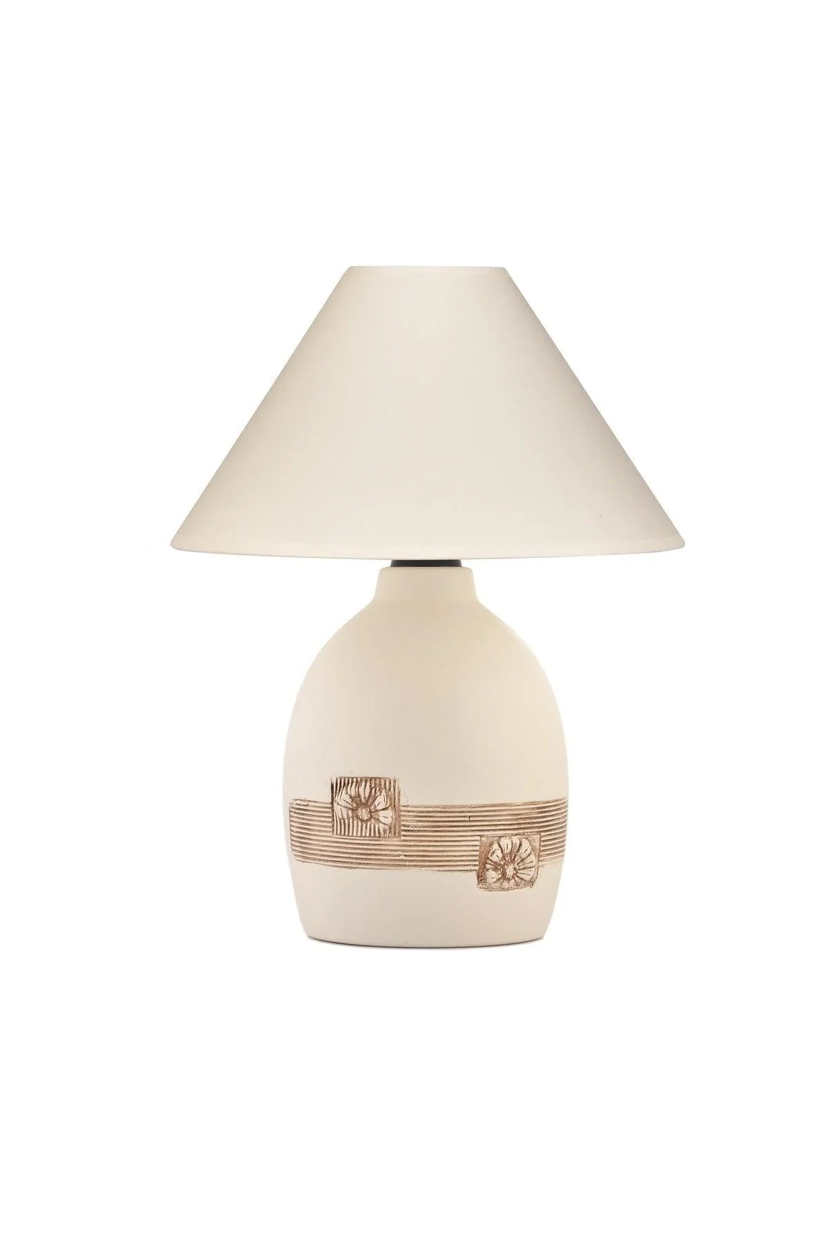 Cream Violet Ceramic Lampshade – 22 cm × 15 cm Shade, Fits E27 Bulb, Overall 40 cm × 32 cm