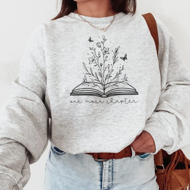 Crew Neck Casual Plant Print Pullover