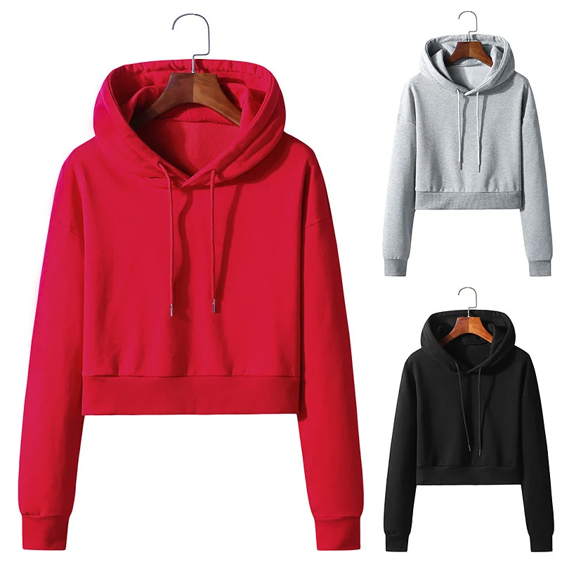 Cropped Cotton Hooded Pullover Sweater