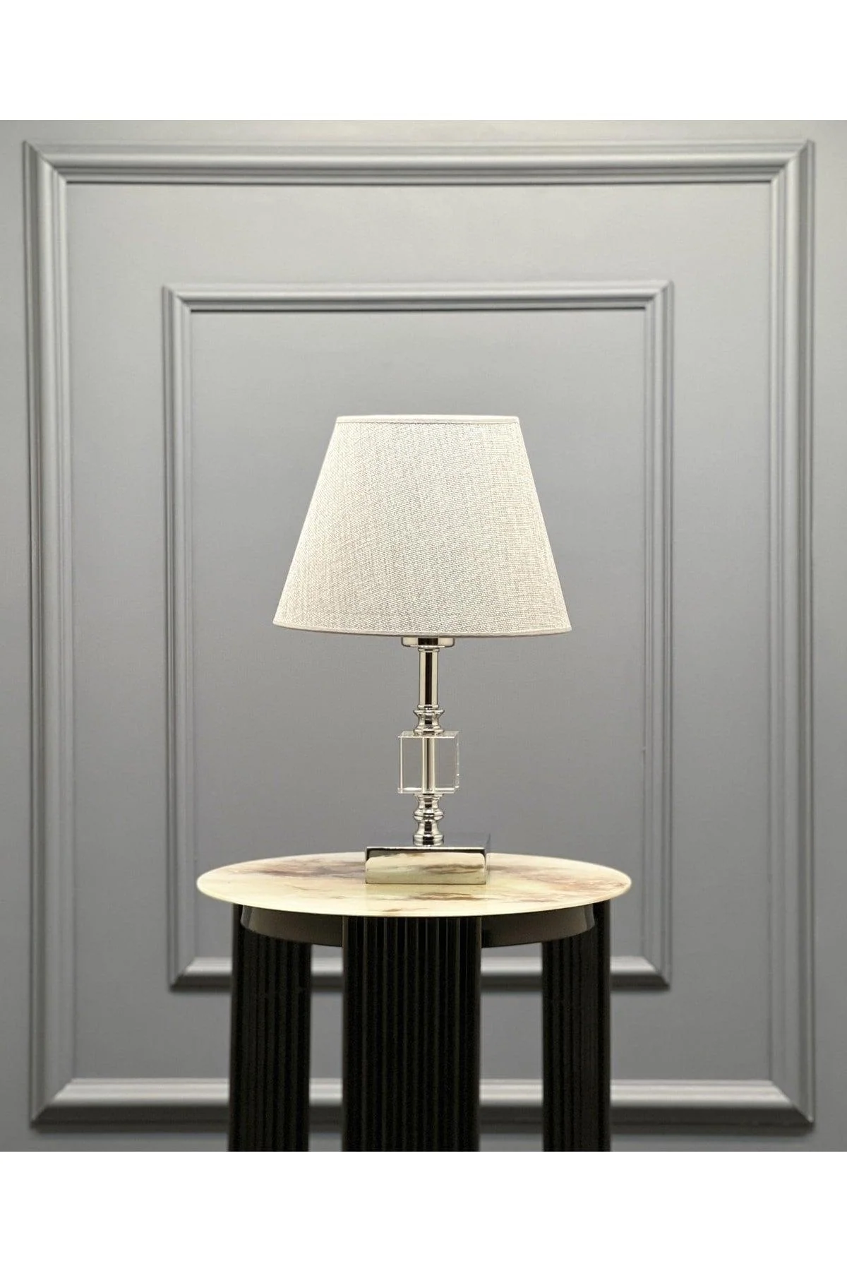 Modern Crystal Cube Lampshade with Chrome Base