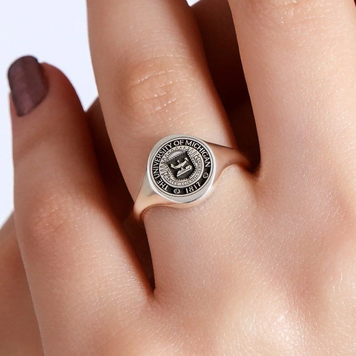Custom Birthstone Engraved Ring for Her