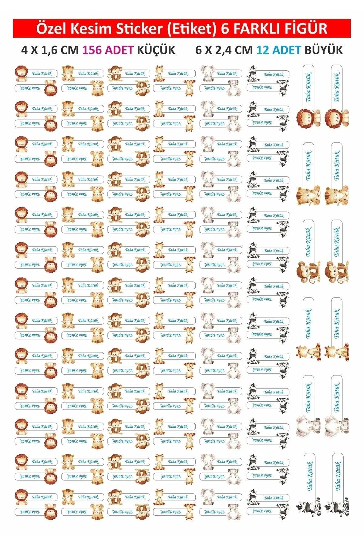 Customizable Cute Animal Labels – 156 Small Tags and 12 Larger Tags