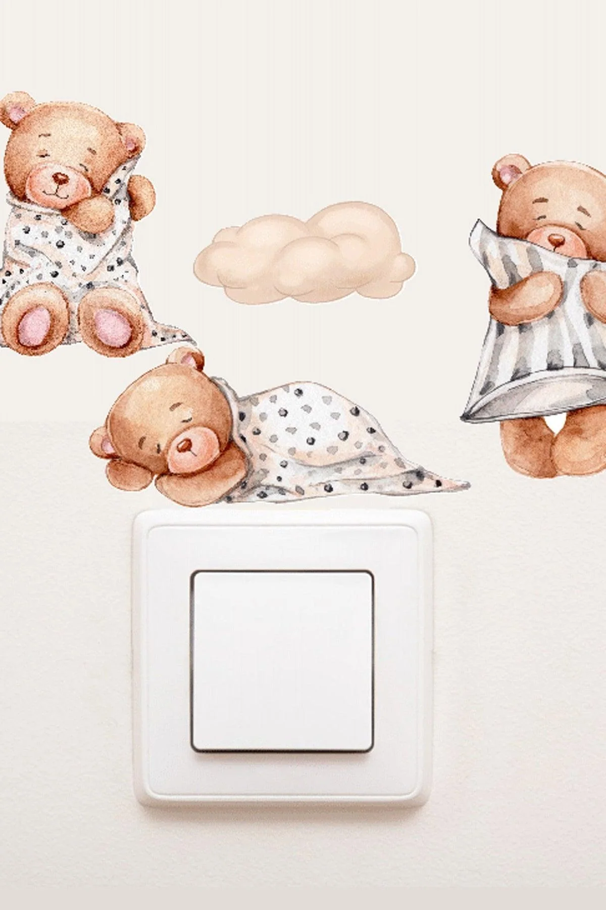 Removable teddy bear shaped socket stickers for mirrors and cabinets (3 pack)