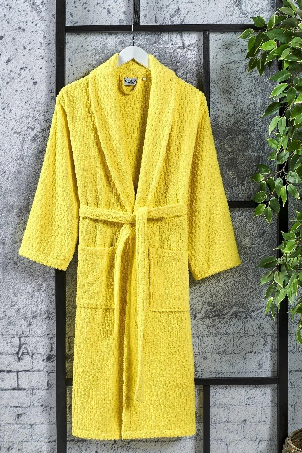Patterned Shawl Collar Cotton Bathrobe