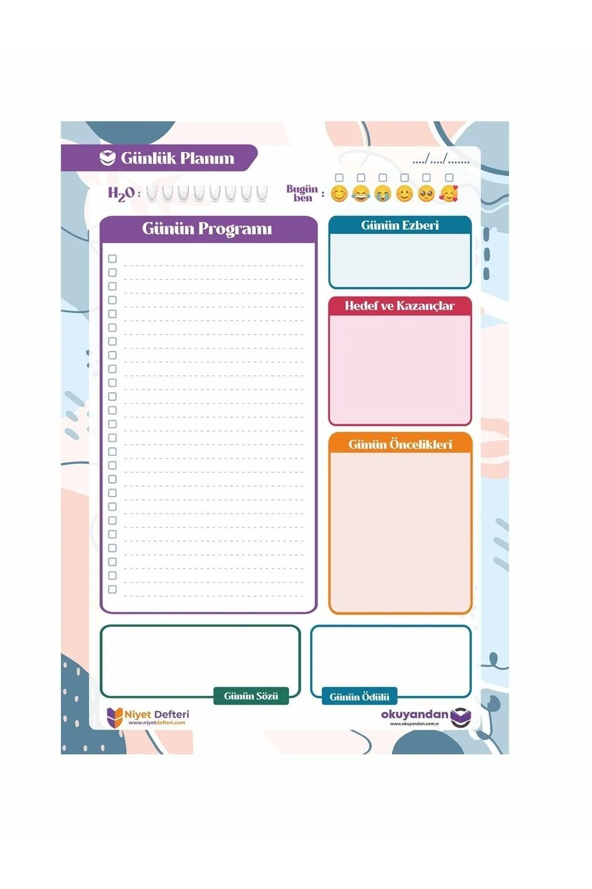 Daily planner – 50 pages, 17 × 24 cm, colorful design