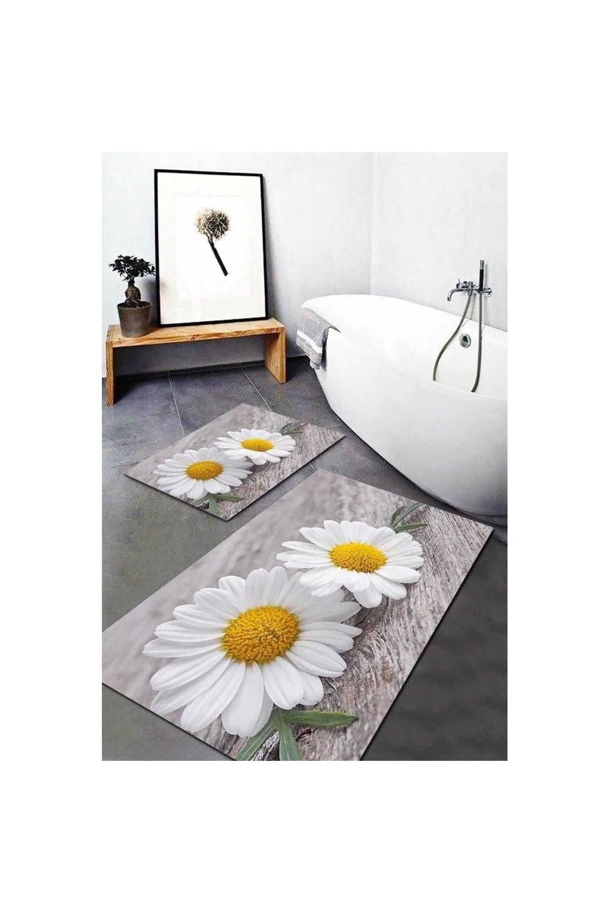 Daisy Pattern Carpet Set – 60×100 cm & 40×60 cm, Stain‑Proof Digital Print, Machine Washable