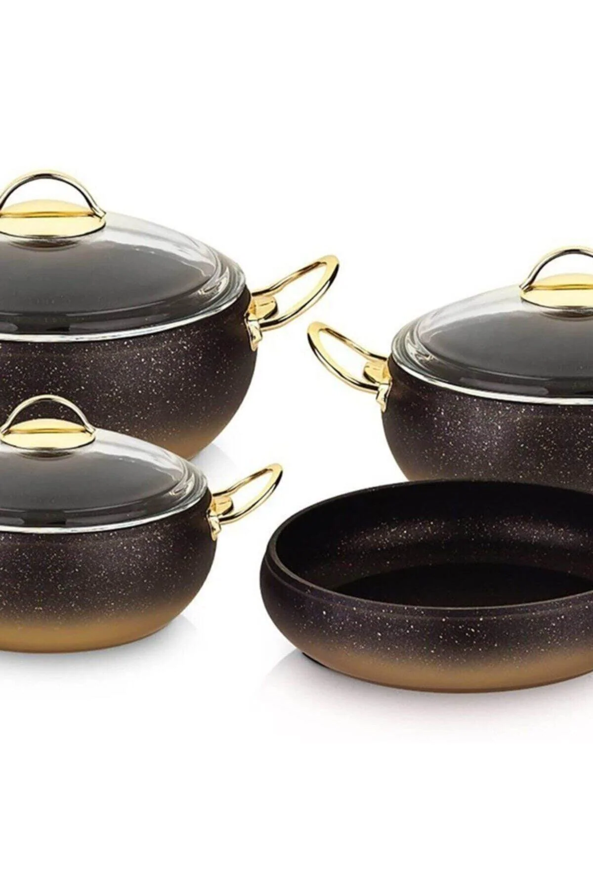 7‑Piece Granite‑Coated Cookware Set – Gold Finish