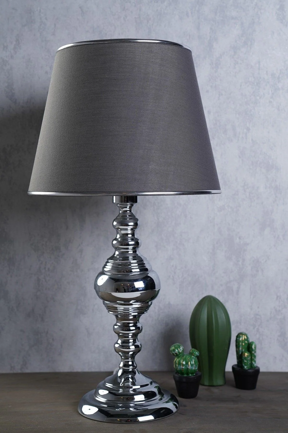 58 cm Silver Gray Lampshade with E27 Socket – Modern Ceiling Light