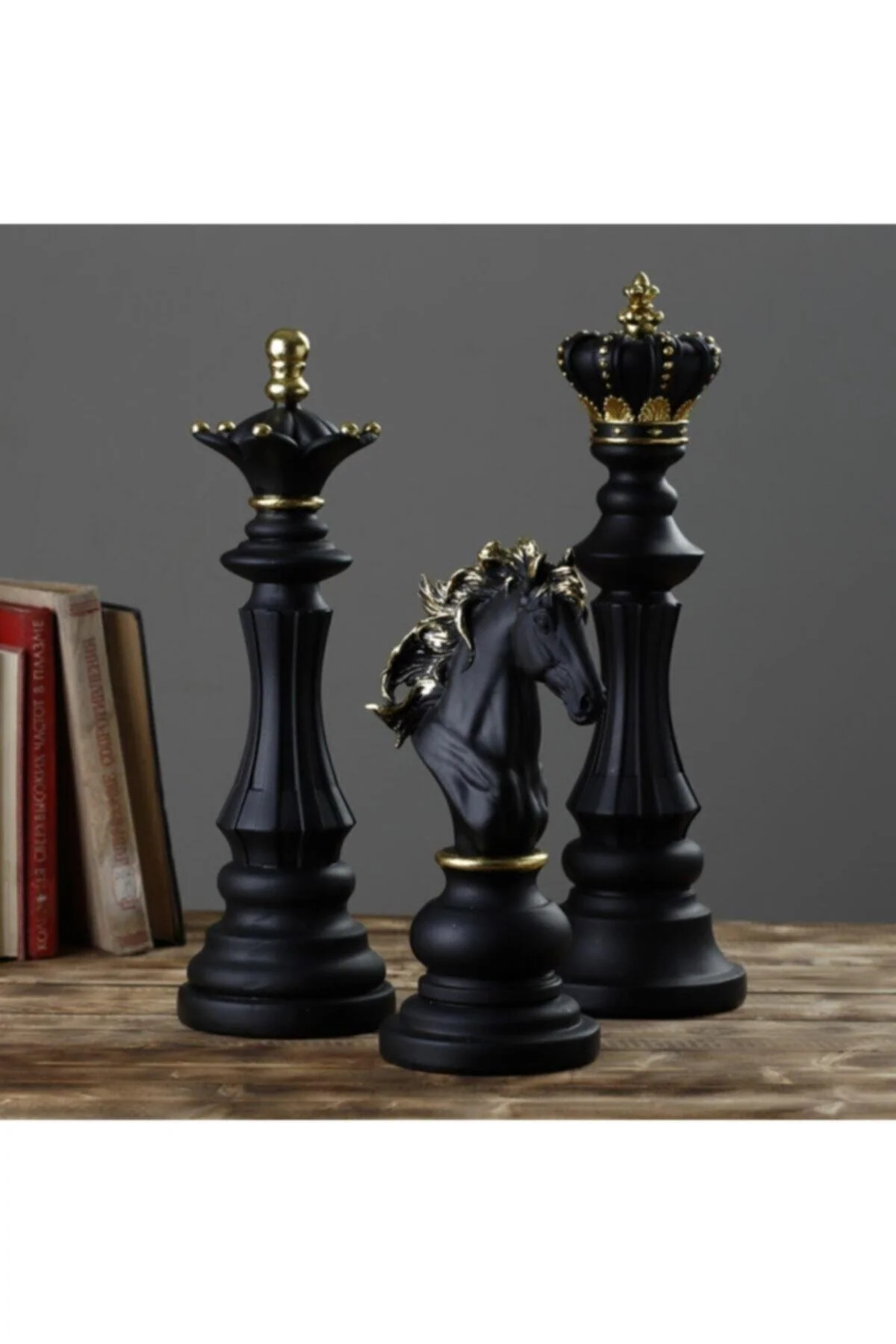 Decorative Polyester Chess King Sculpture 30x9cm
