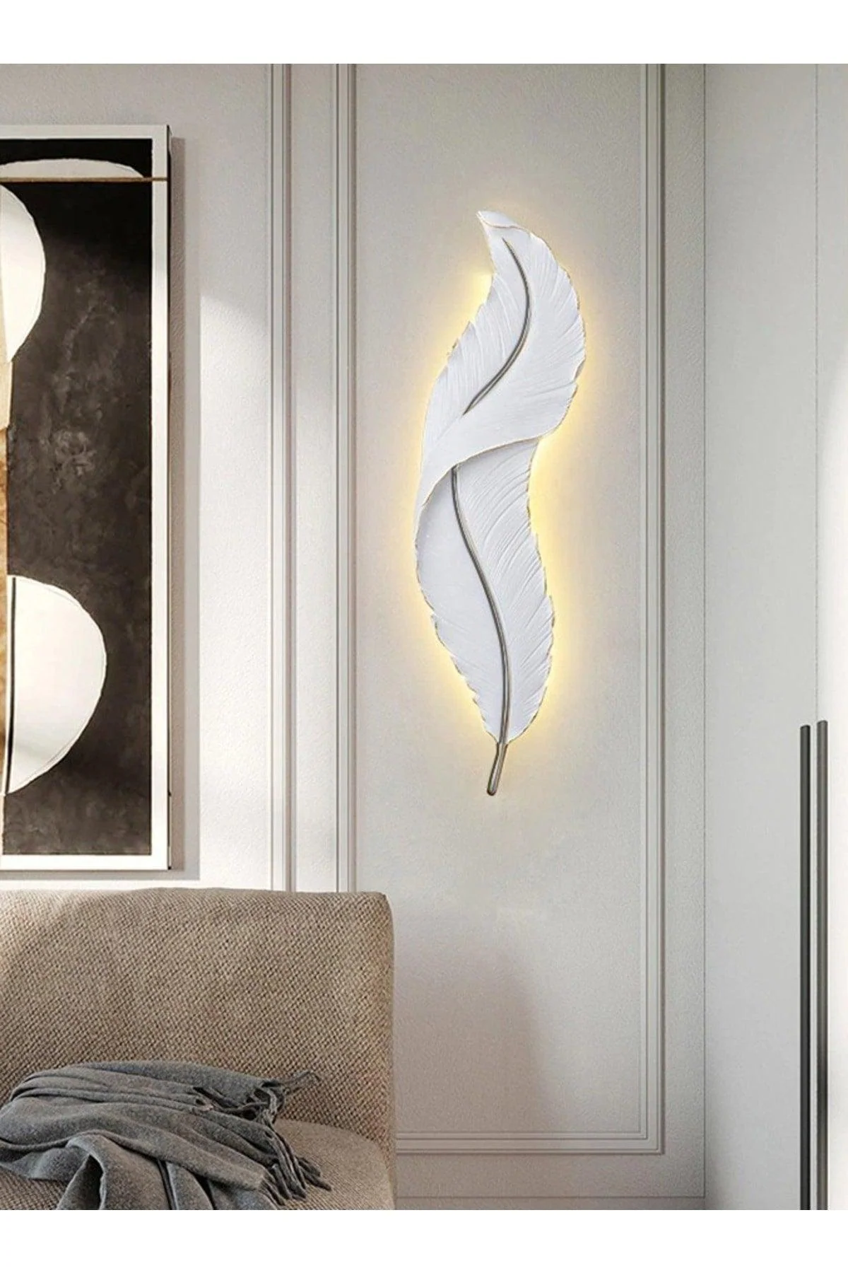 Decorative Feather LED Wall Sconce 60x20cm