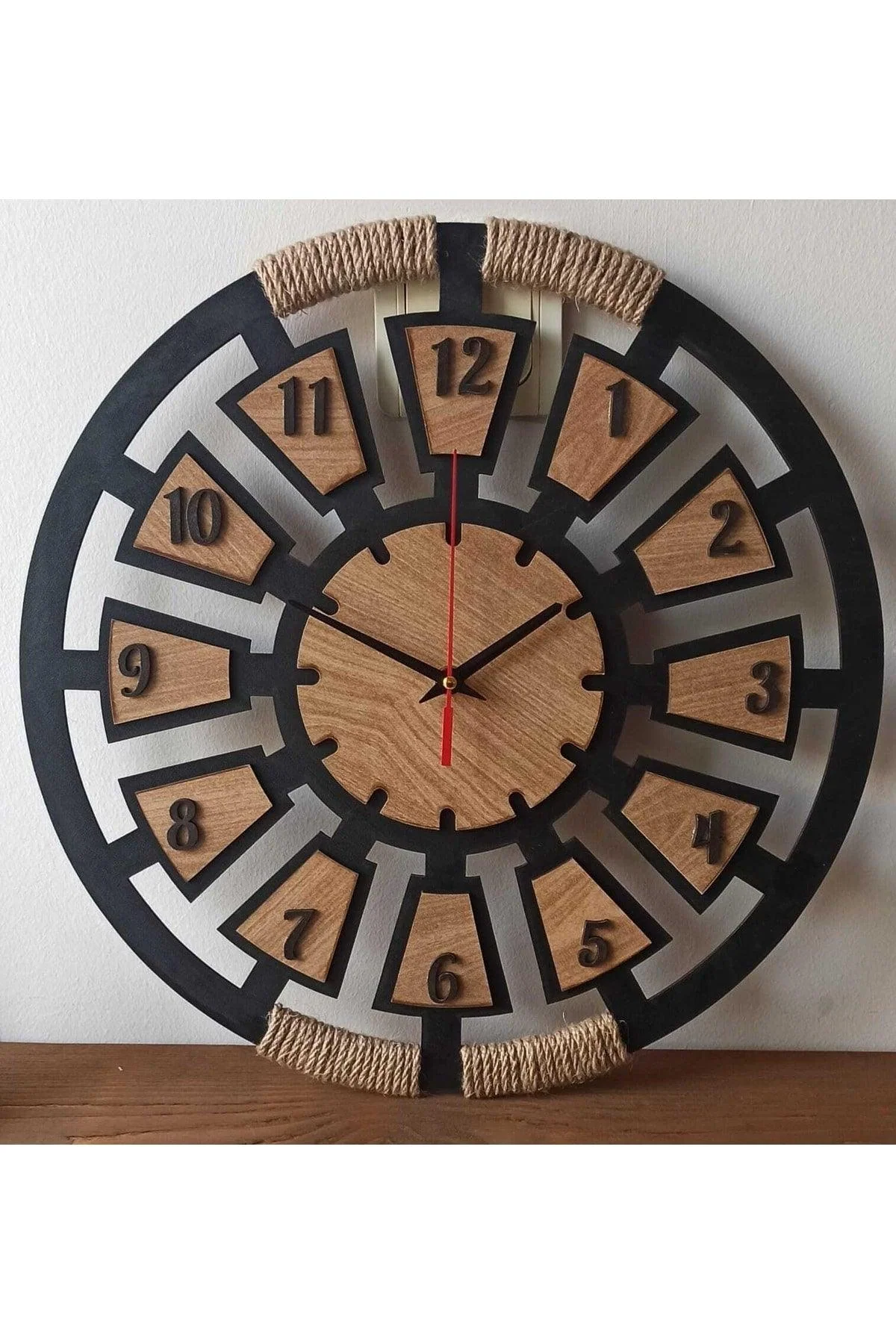 Handcrafted jute rope wall clock with silent movement
