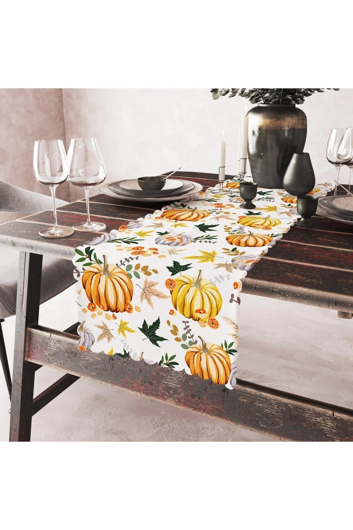 Stain-resistant microfiber runner with pumpkin pattern 40 x 140 cm
