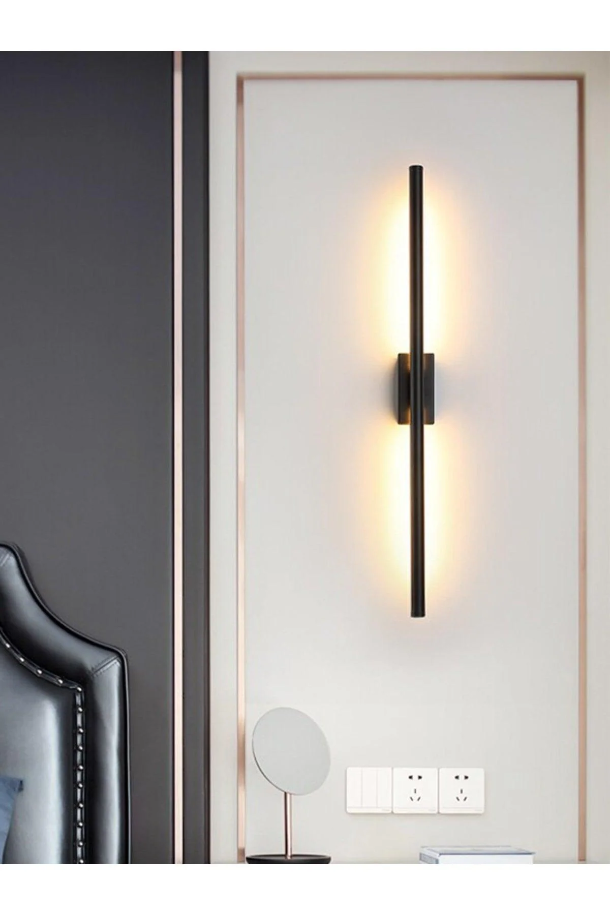 Rectangular LED Wall Sconce with Decorative Rod – 50 cm Length, 220 V Compatible