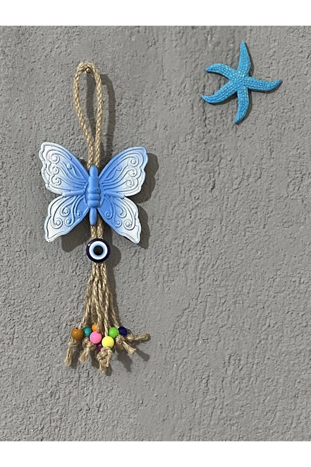 Decorative butterfly wall ornament with cracking paint effect