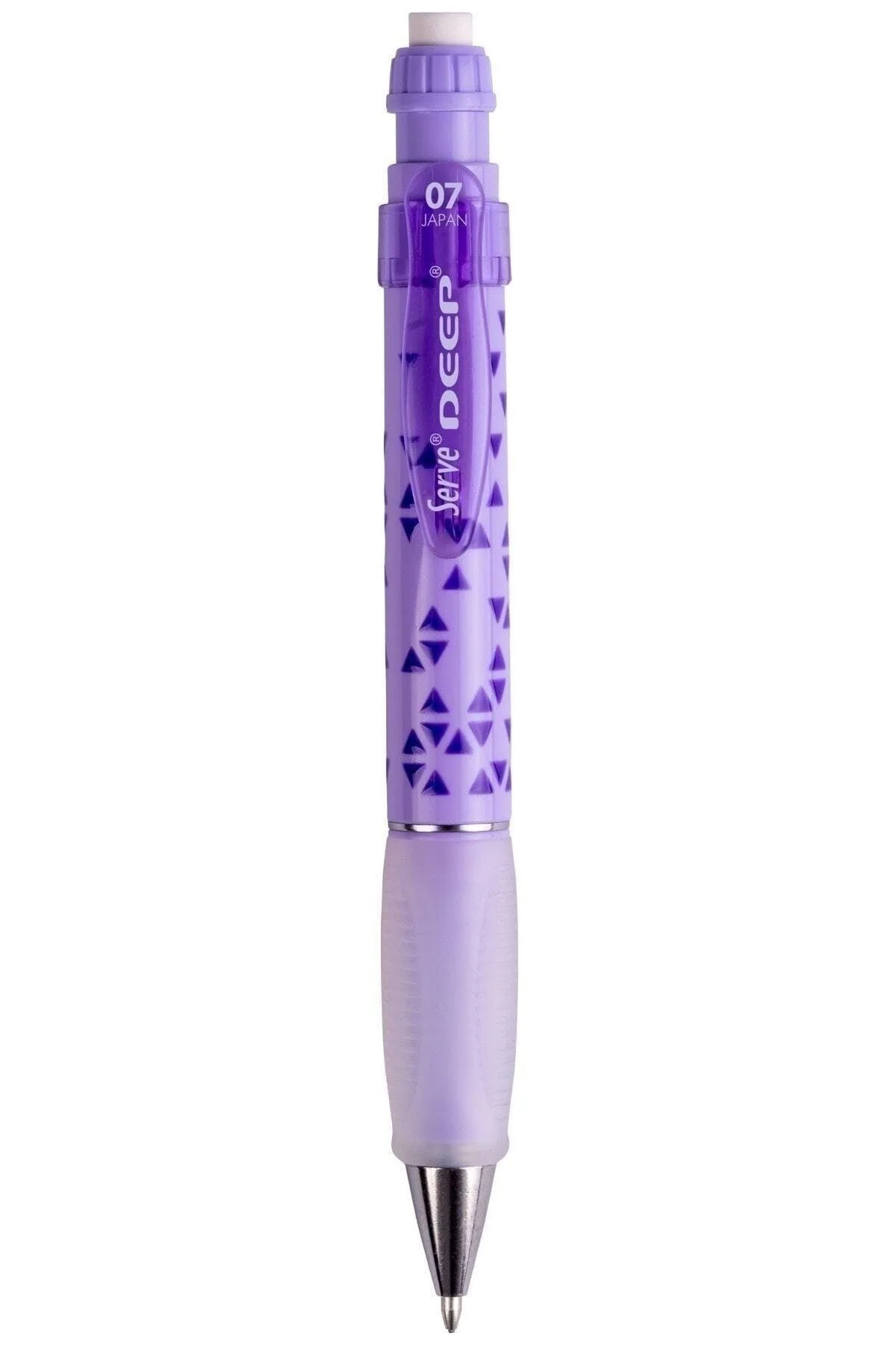 Mechanical pencil with colorful triangular grip in lavender