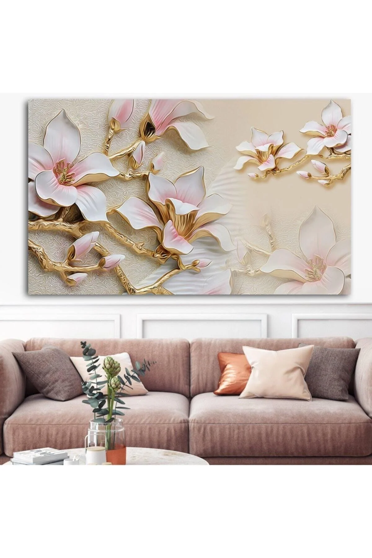 Floral Design Edge‑to‑Edge Canvas Print – Unframed