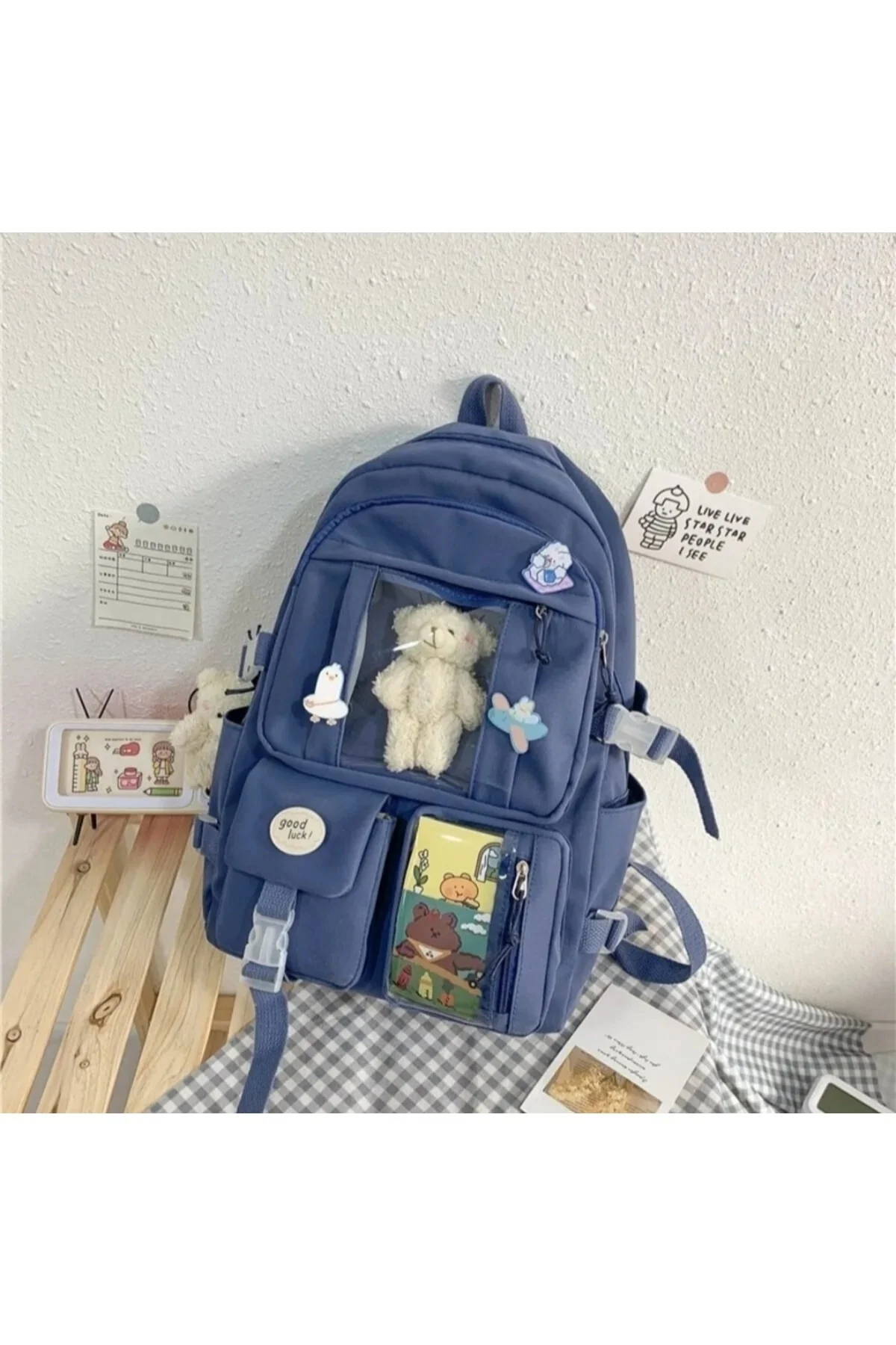 Korean style multi-compartment school backpack
