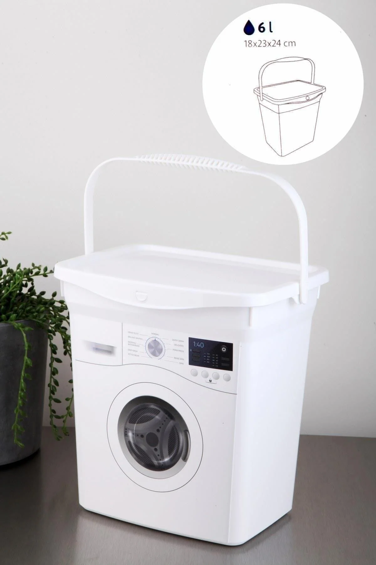 White plastic detergent storage box 6 litre capacity