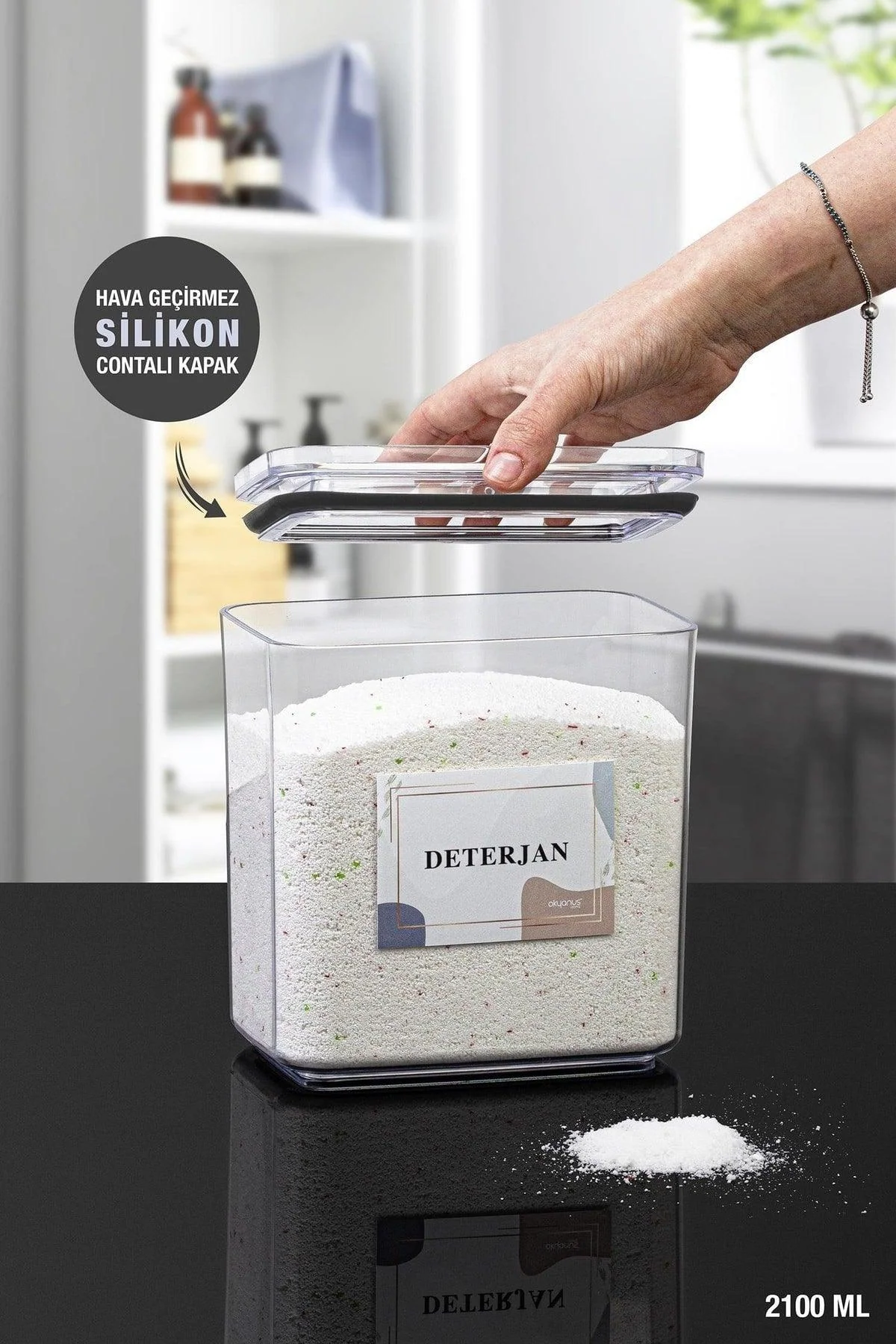 Rectangular detergent vacuum storage container 2.1 liter