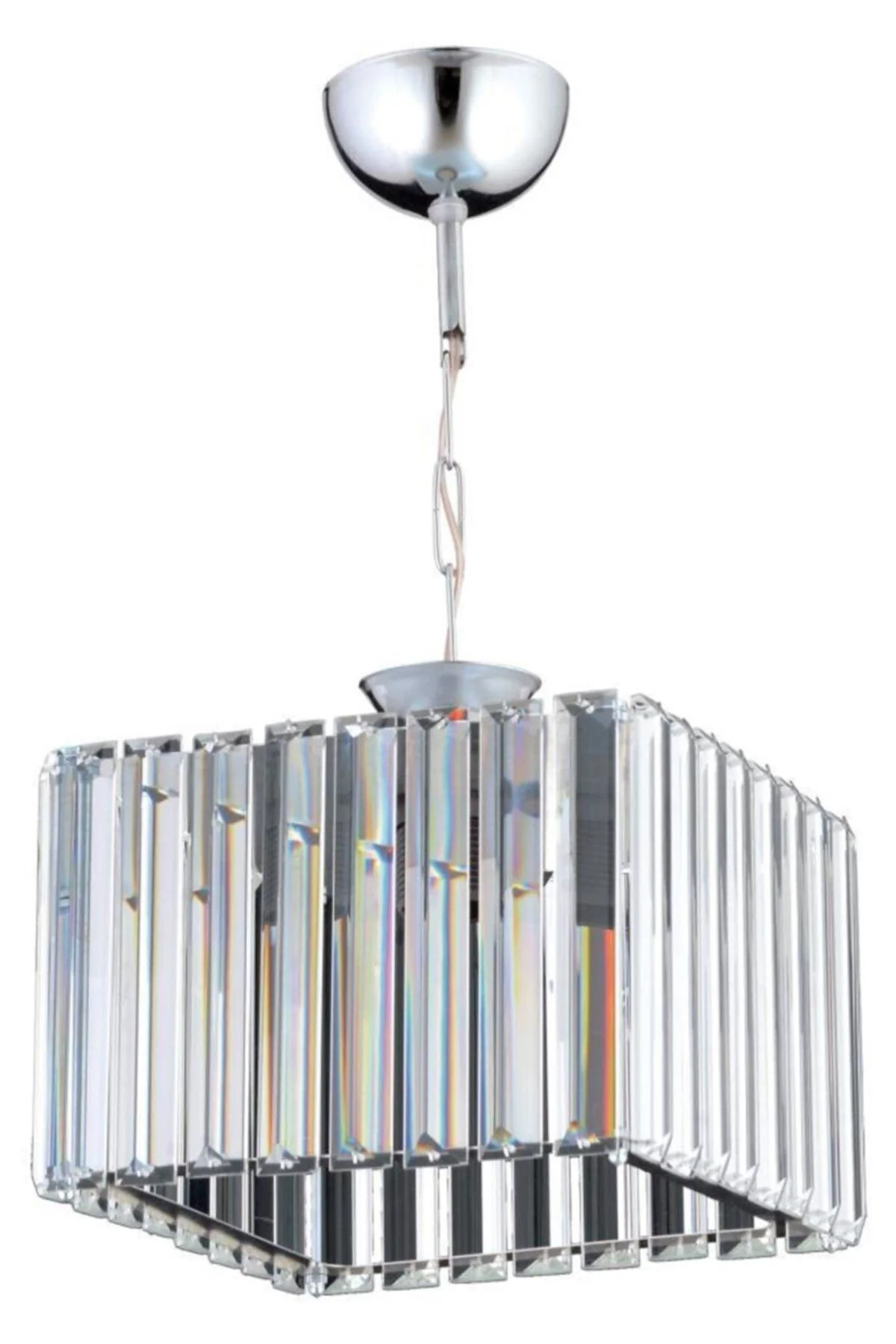 Silver diamond square pendant light with adjustable cable