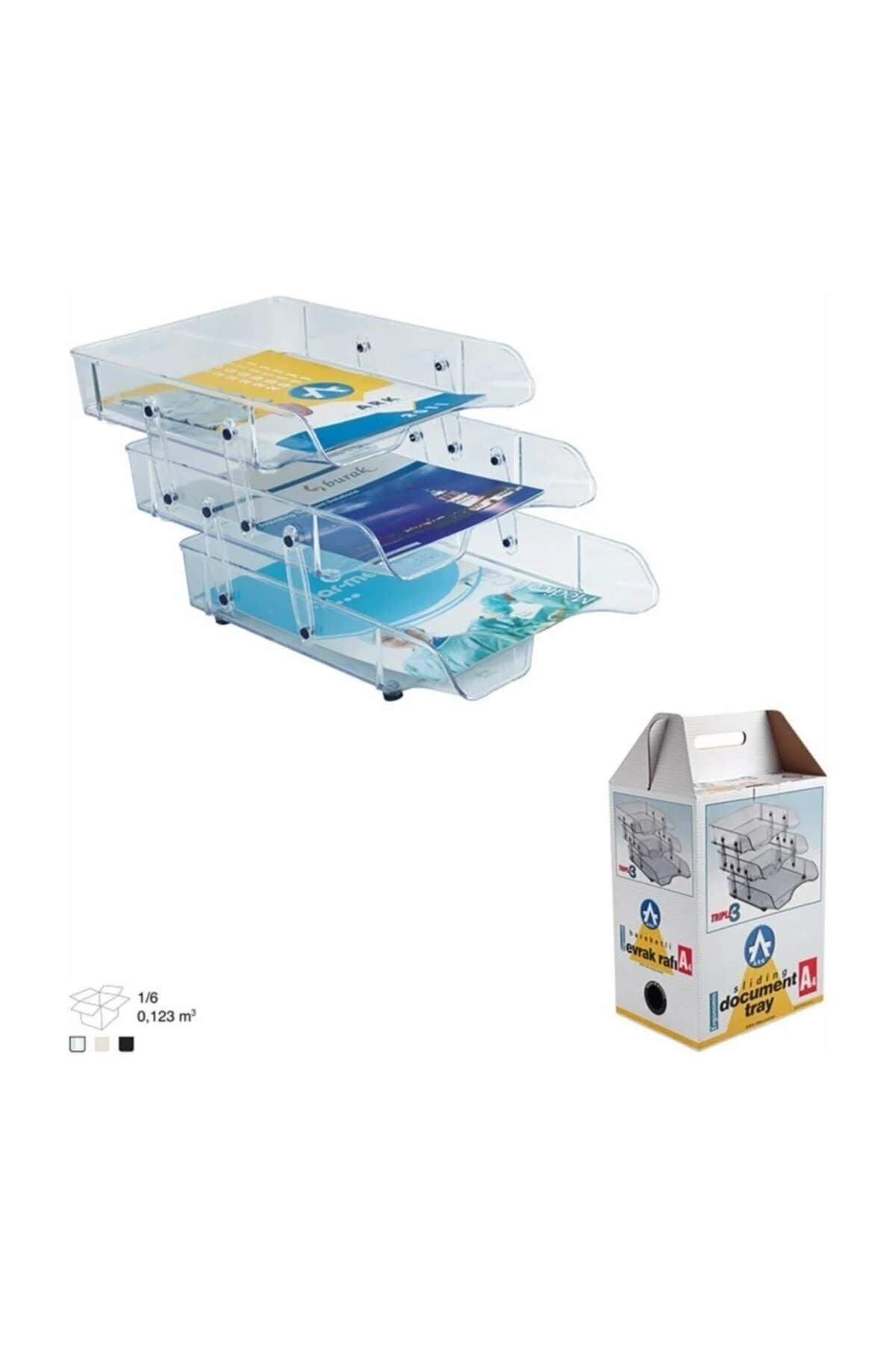 3-Fold Movable Plastic Document Rack with Clear View