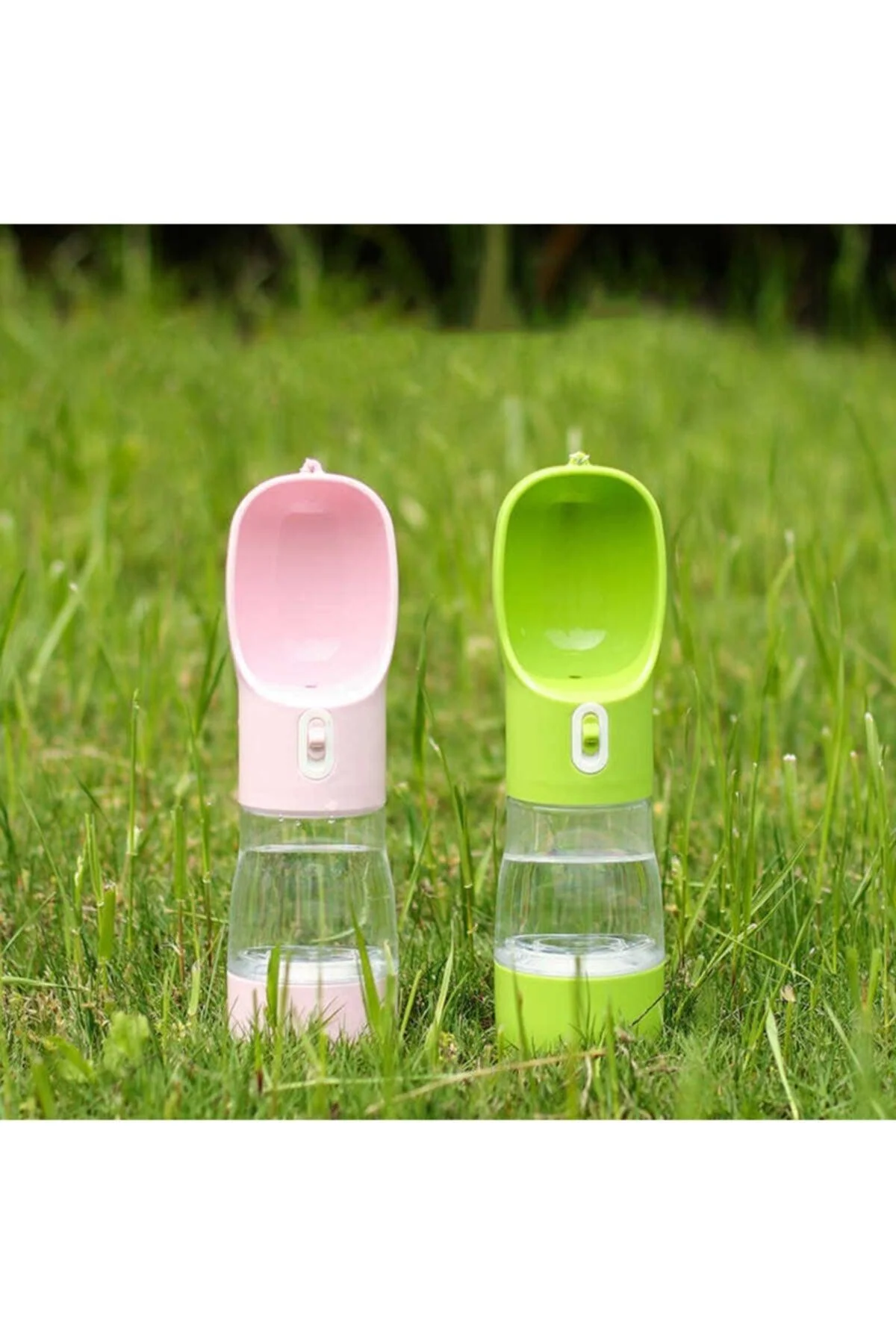 Pink travel water and food bowl for dogs and cats