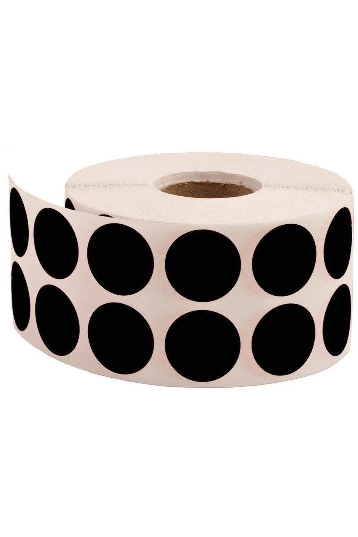 Black circular adhesive labels, 25mm diameter, pack of 2500