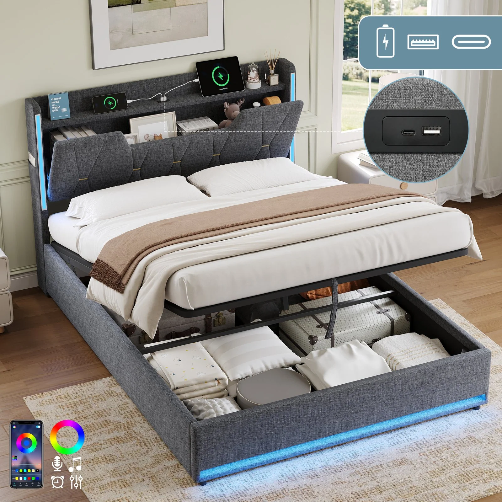Double Bed Frame w/ Storage