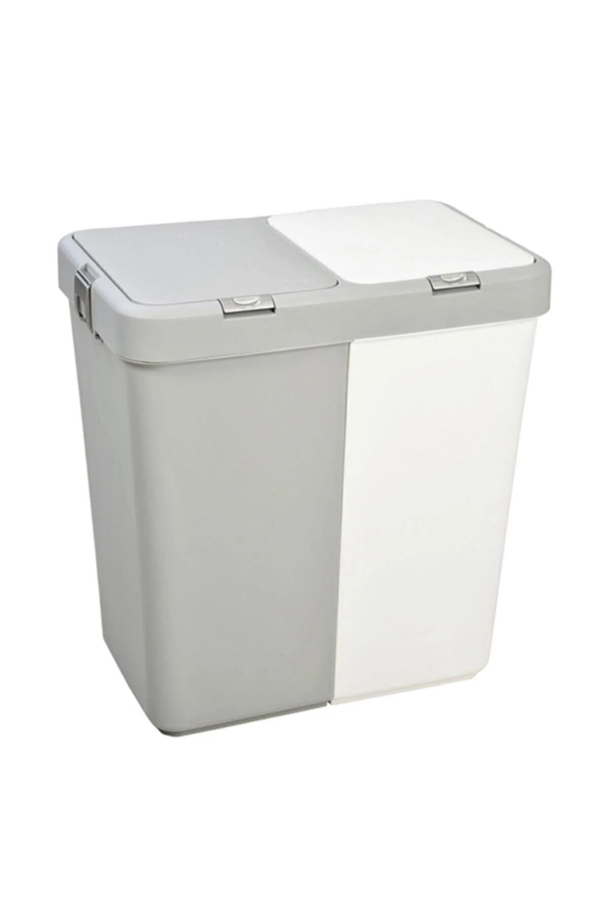 Double Laundry Basket, White & Gray, 2-Bin Household Storage