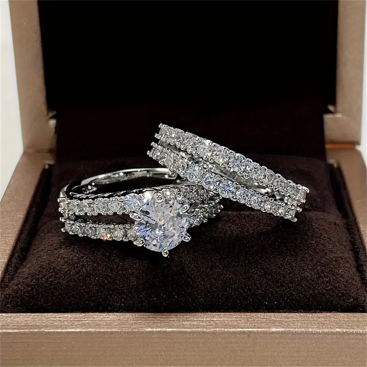 Double-Layer Zircon Engagement Ring For Women