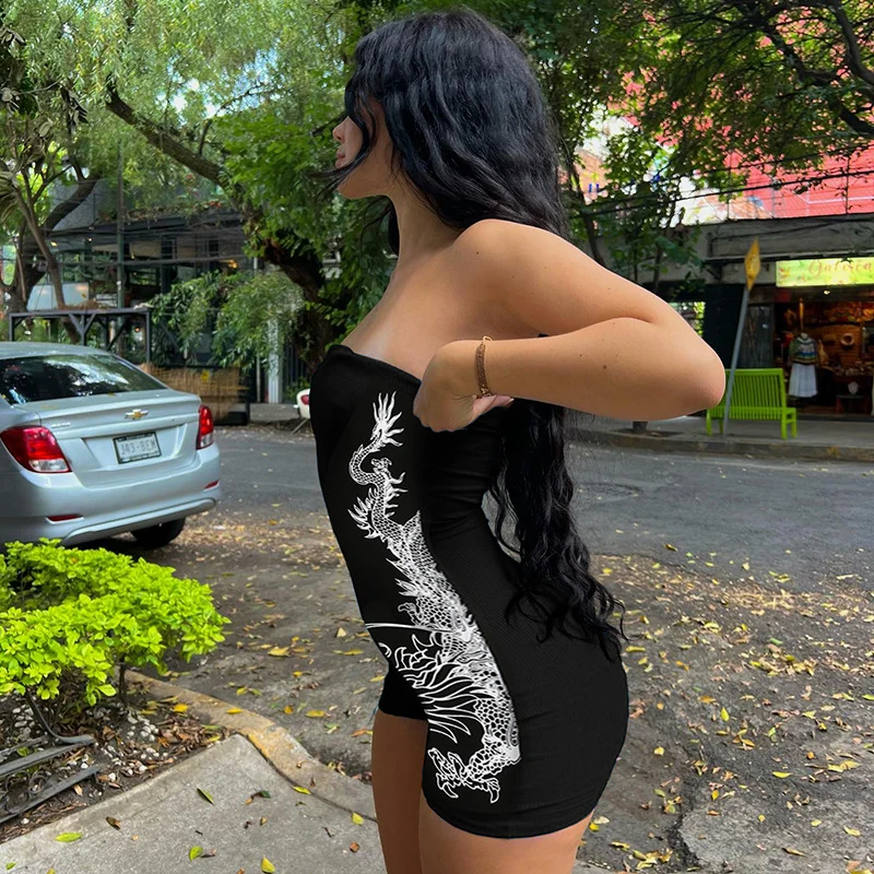 Dragon Year Print Open-Back Romper